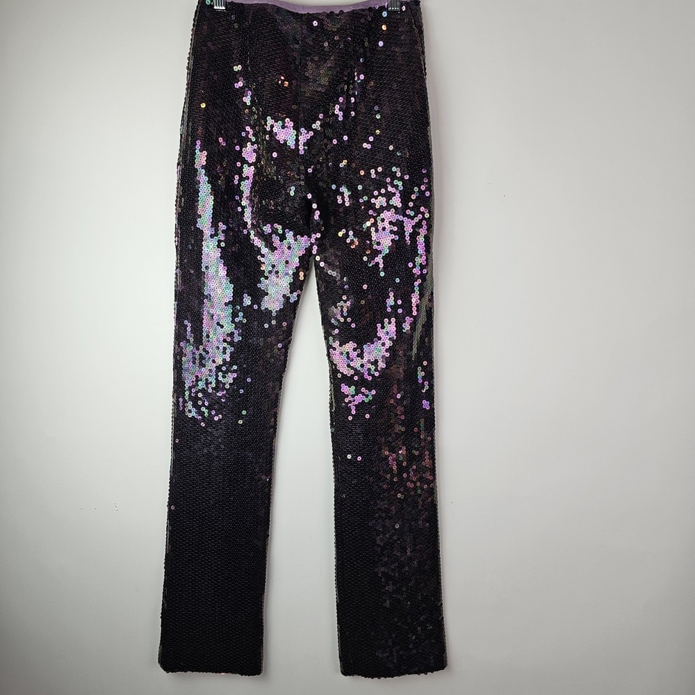 Rebecca Taylor Sequins Pants Womens 4 Purple Pull On Party Event Glam Formal - Picture 7 of 10